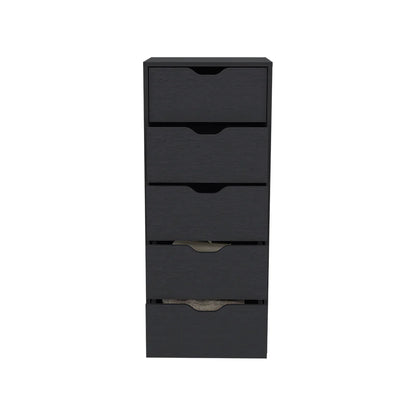 Kamran Five-Drawer Narrow Dresser in Black Wengue Finish