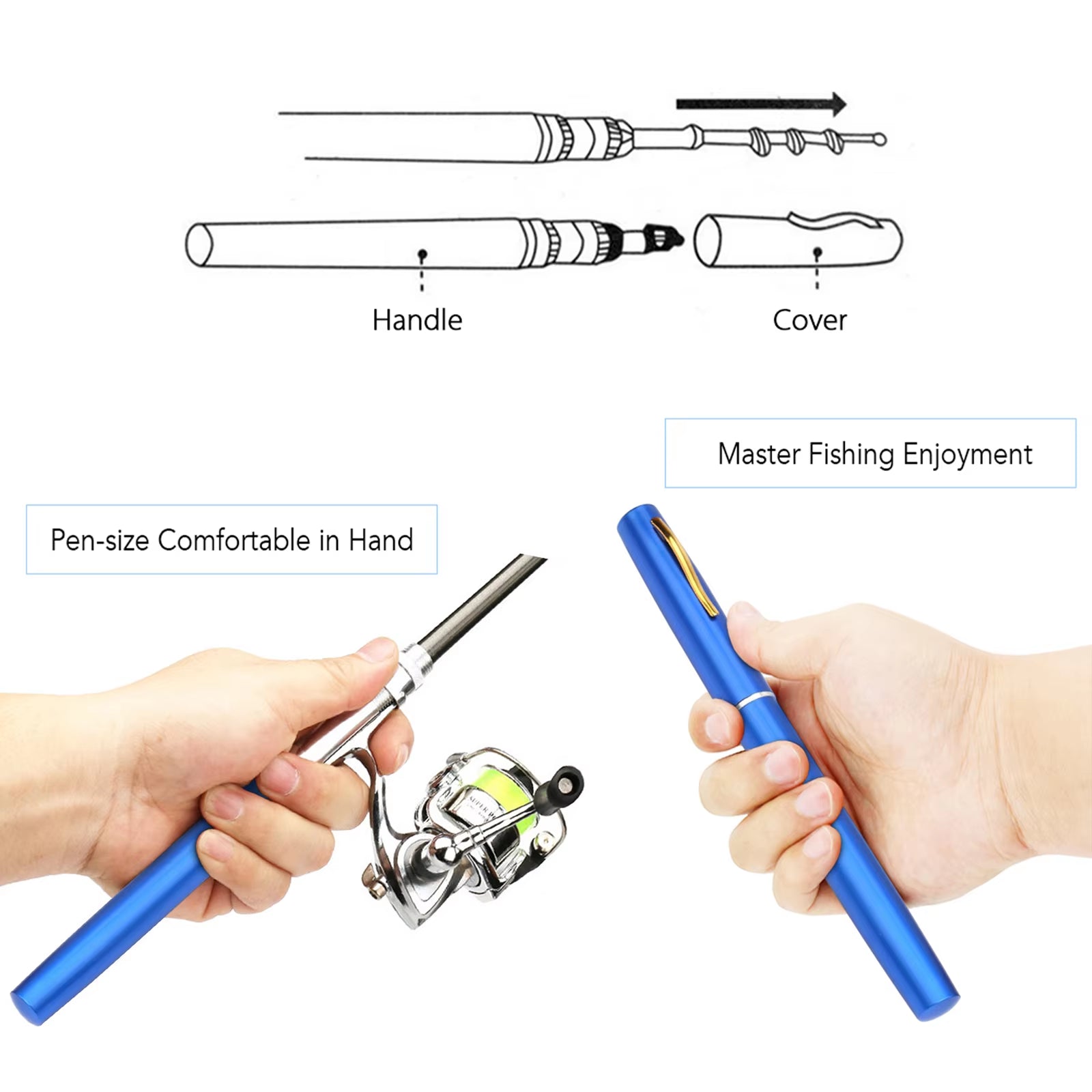 1 Set Telescopic Mini Portable Pocket Pen Casting Fishing Rod Carbon Reel Aluminum Alloy Spinning Ultralight Feeder Fish Pole