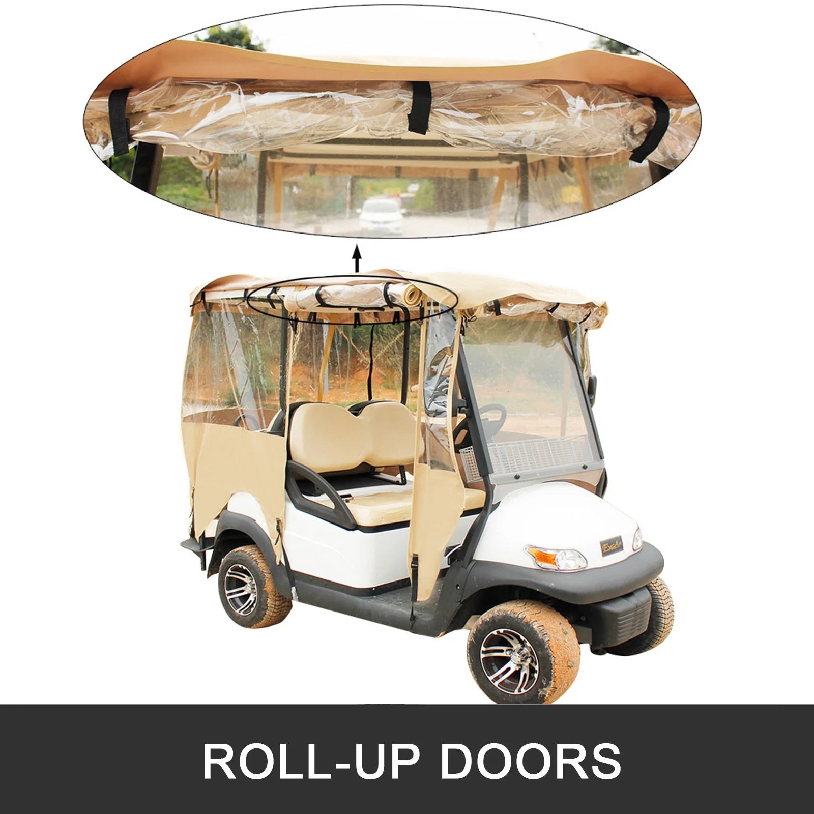 VEVOR Golf Cart Enclosure, 4-Person Golf Cart Cover, 4-Sided Fairway Deluxe, 300D Waterproof Driving Enclosure with Transparent Windows, Fit for EZGO, Club Car, Yamaha Cart (Roof up to 78.7''L)