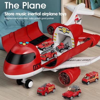 Large Airplane with Mini Car Toy for Children Transport Aircraft Storage Inertia Alloy Diecast Vehicle Model Set Gift for Boys