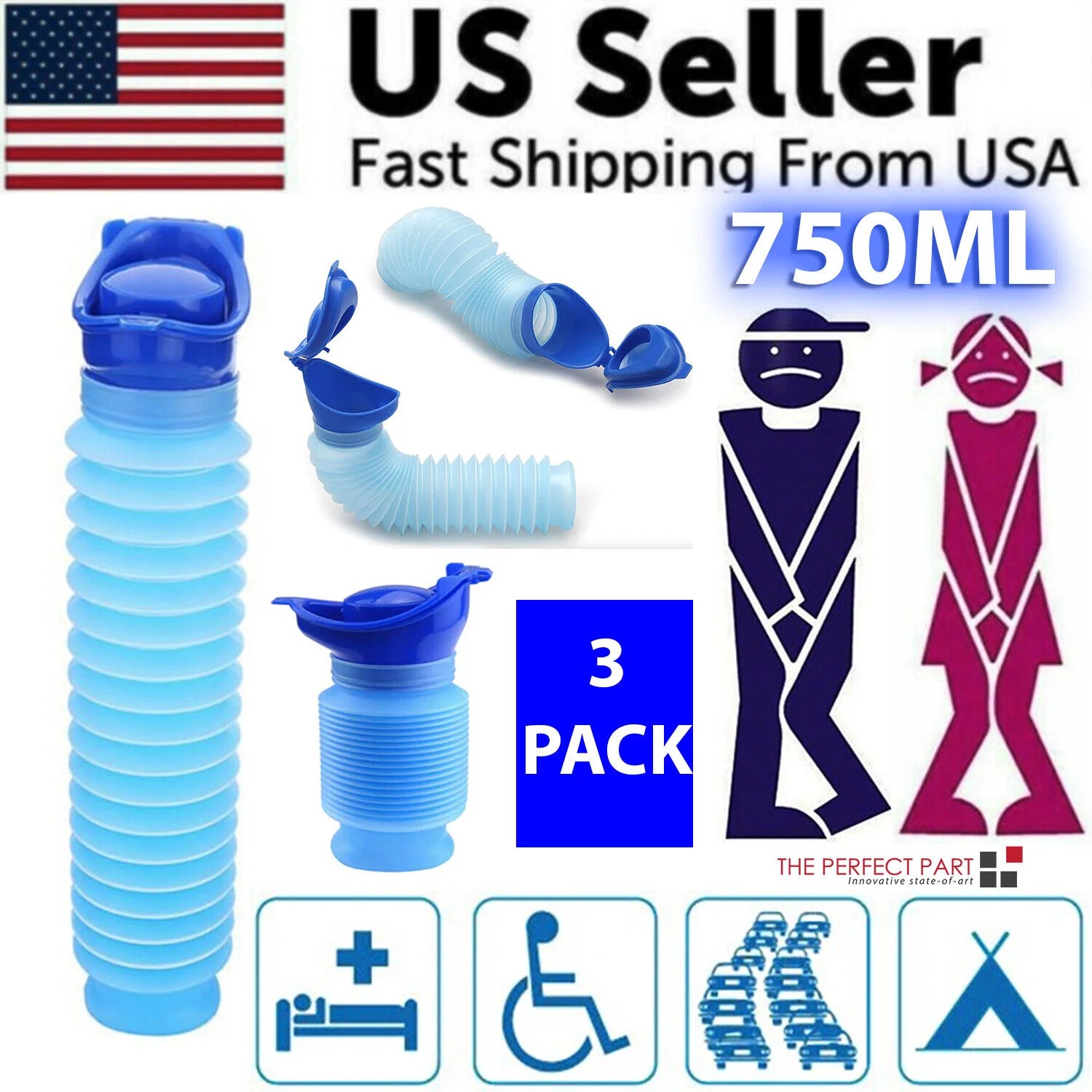 Portable Urinal for Travel and Camping - Emergency Kit for Male and Female Use