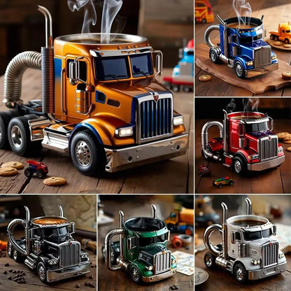 1PCS Creative Truck Design Coffee Mug 11 Ounces Semi-Trailer Water Cup Desktop Home Kitchen Semi Truck Coffee Cup Ornament