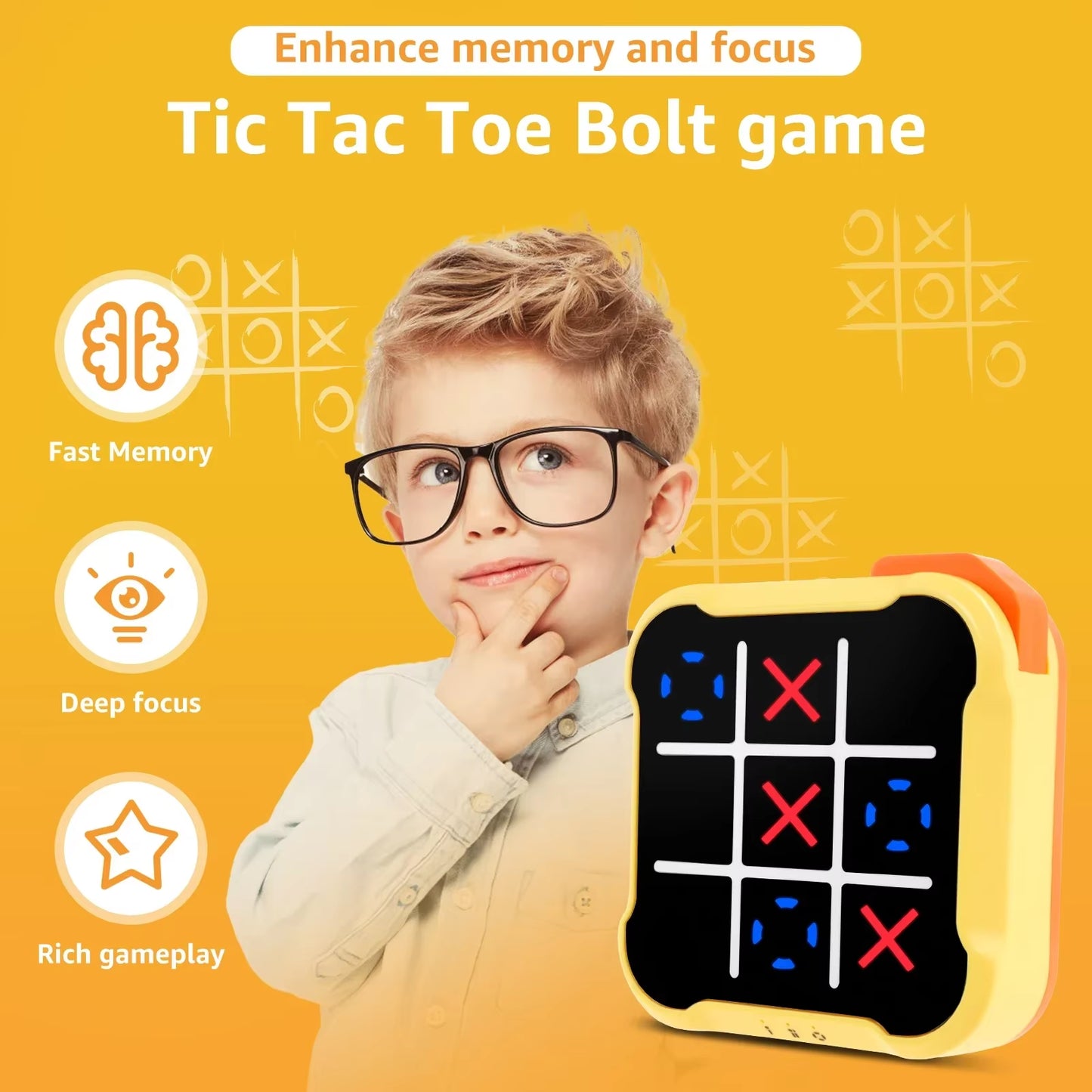 Tic Tac Toe Game Children Electronic Toys Noughts and Crosses Game Memory Training Infinite Portable Travel Games for Kids Adult