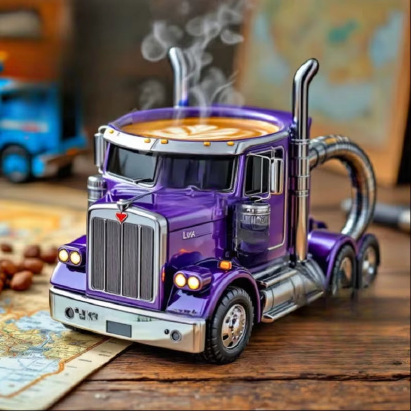 1PCS Creative Truck Design Coffee Mug 11 Ounces Semi-Trailer Water Cup Desktop Home Kitchen Semi Truck Coffee Cup Ornament