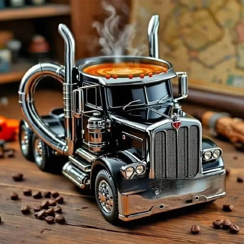 1PCS Creative Truck Design Coffee Mug 11 Ounces Semi-Trailer Water Cup Desktop Home Kitchen Semi Truck Coffee Cup Ornament