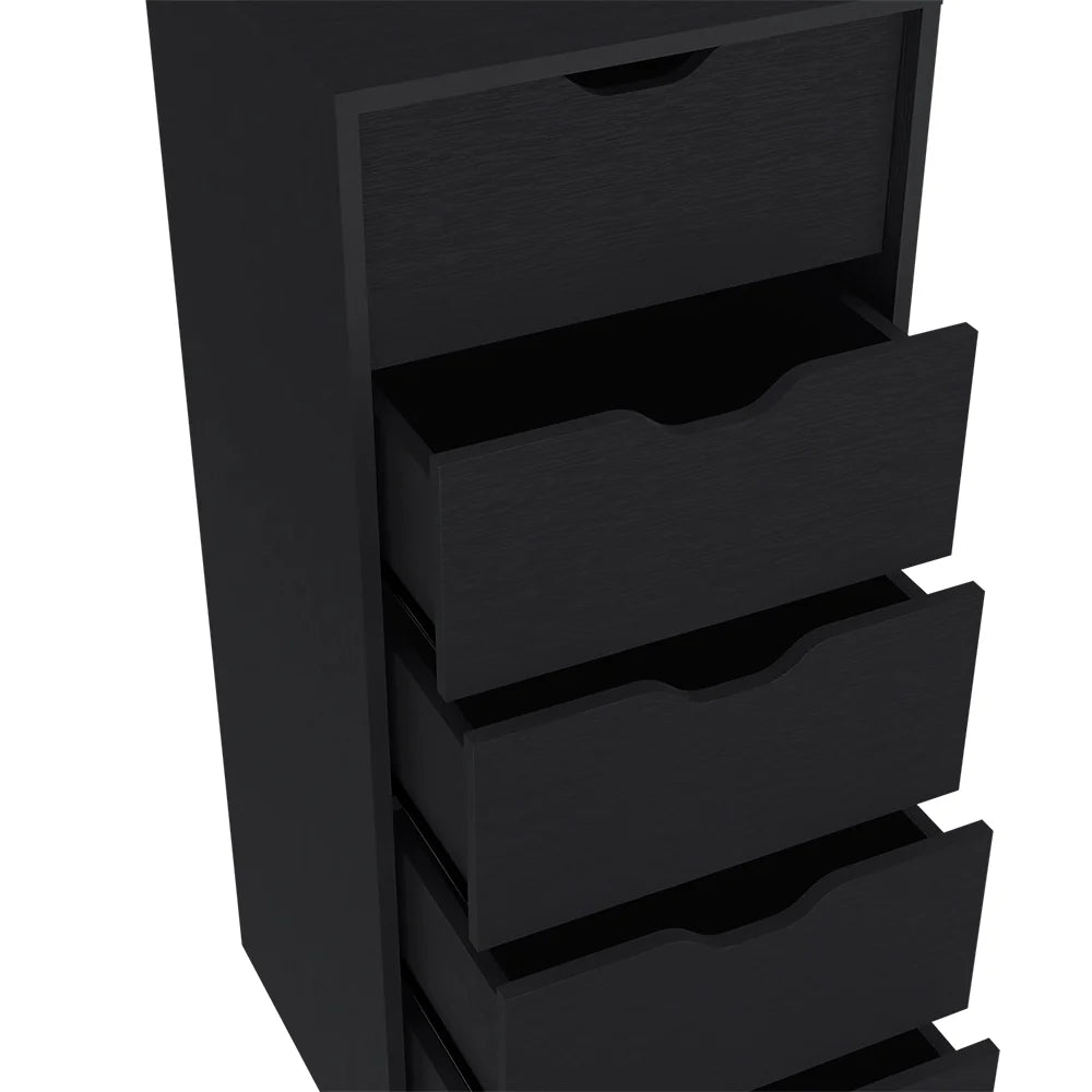 Kamran Five-Drawer Narrow Dresser in Black Wengue Finish