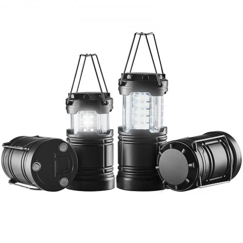 VEVOR Set of 4 Collapsible LED Camping Lanterns - Battery-Powered Lighting Solutions