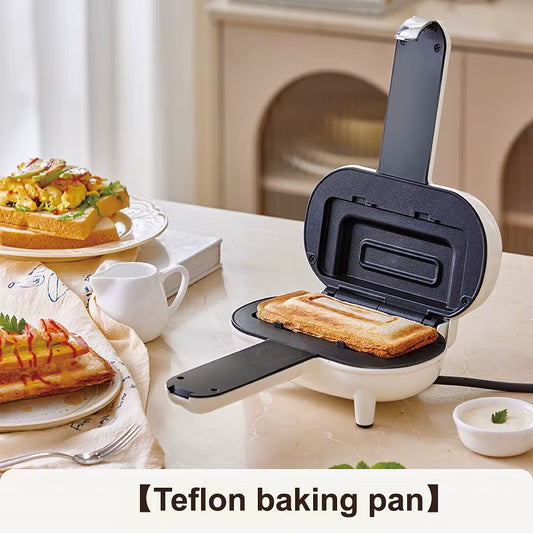 220V Mini Panini Breakfast Machine Non-Stick Sandwich Machine Double-Sided Heating Bread Machine Multi Toaster Auto Edge Sealing