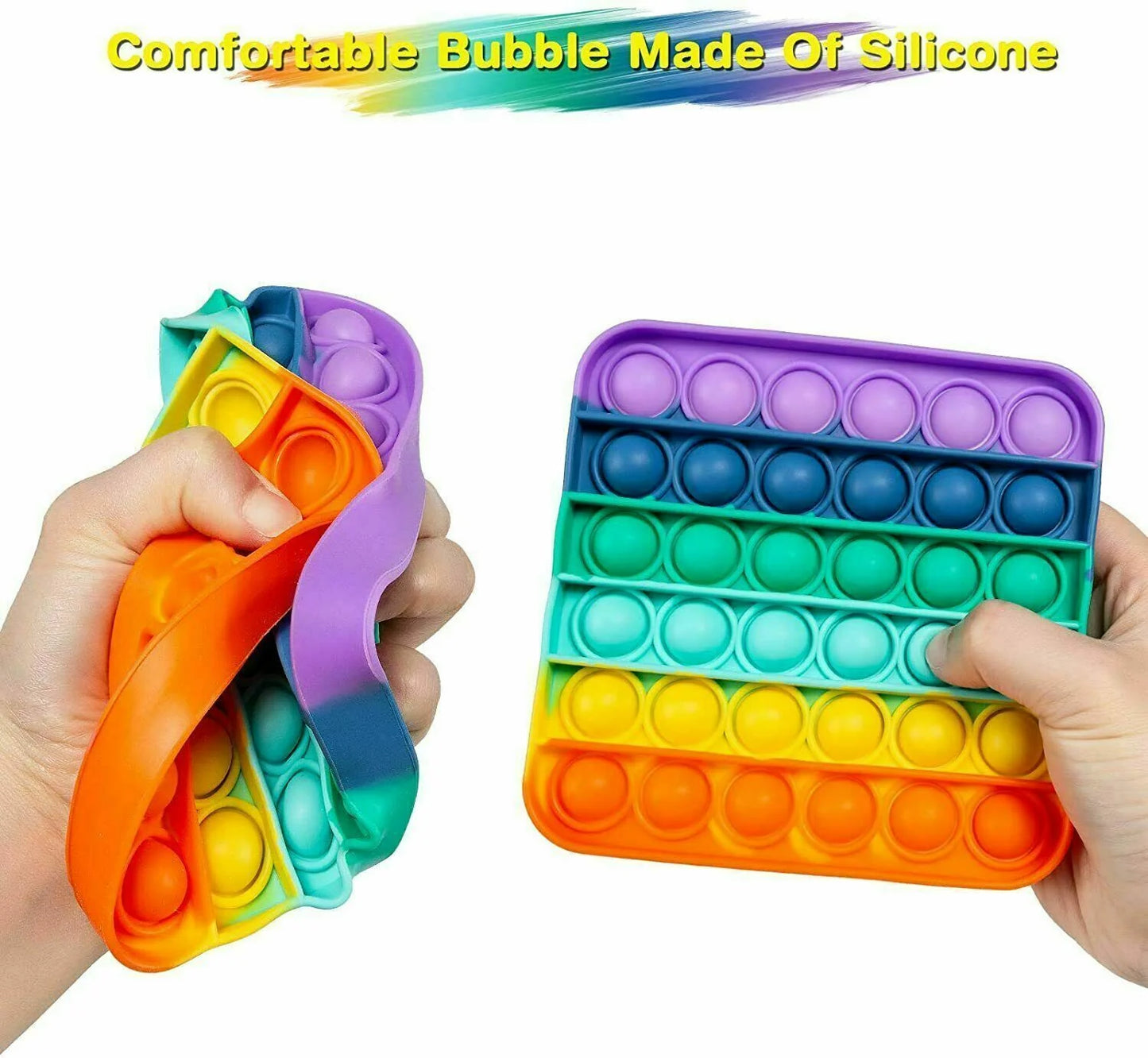 Popit Fidget Toy - Square Push Bubble Sensory Stress Relief Game for Kids and Families