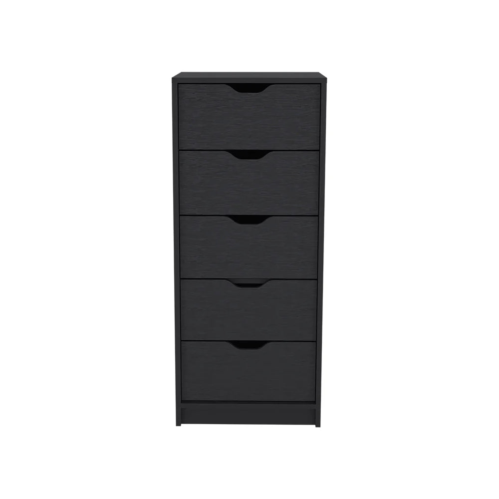 Kamran Five-Drawer Narrow Dresser in Black Wengue Finish