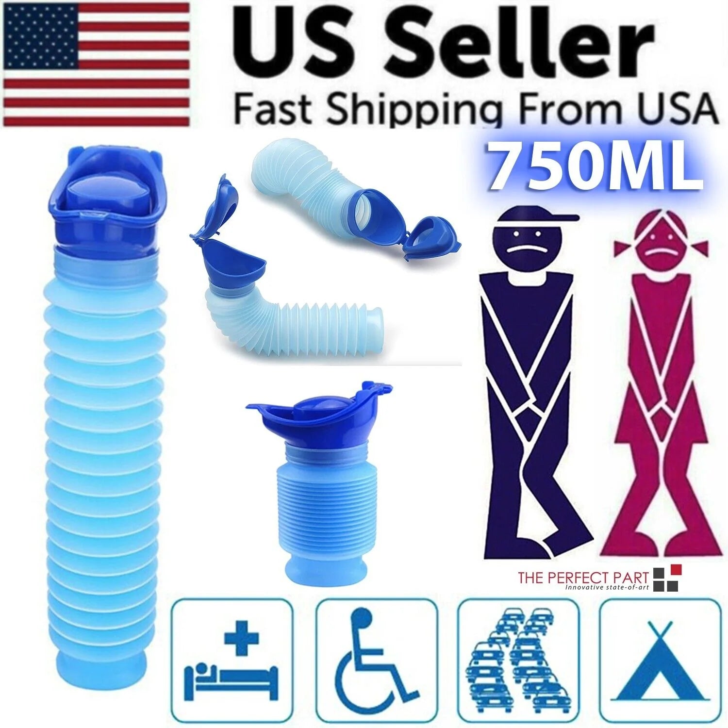 Portable Urinal for Travel and Camping - Emergency Kit for Male and Female Use