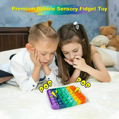 Popit Fidget Toy - Square Push Bubble Sensory Stress Relief Game for Kids and Families