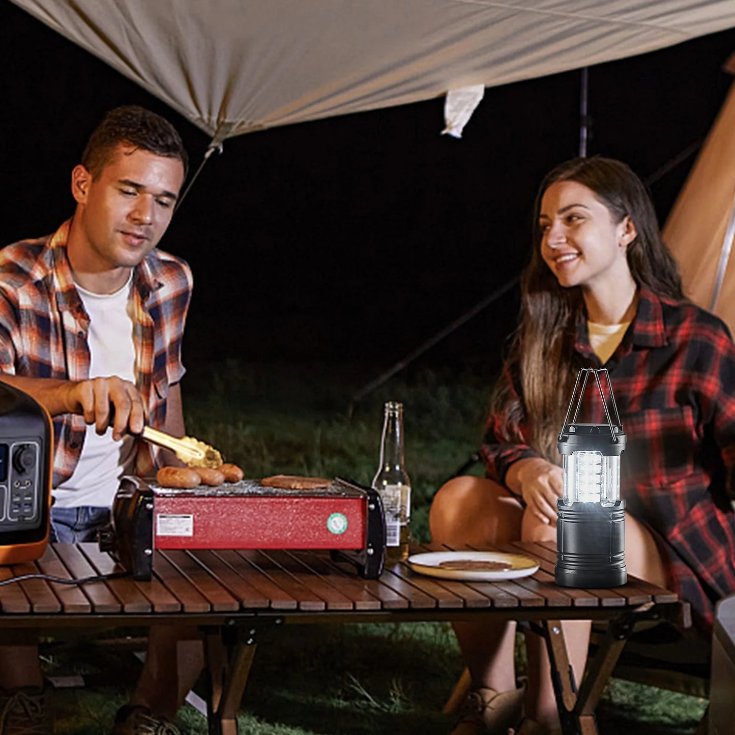 VEVOR Set of 4 Collapsible LED Camping Lanterns - Battery-Powered Lighting Solutions