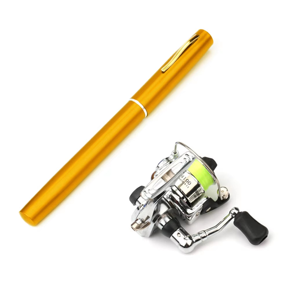 1 Set Telescopic Mini Portable Pocket Pen Casting Fishing Rod Carbon Reel Aluminum Alloy Spinning Ultralight Feeder Fish Pole