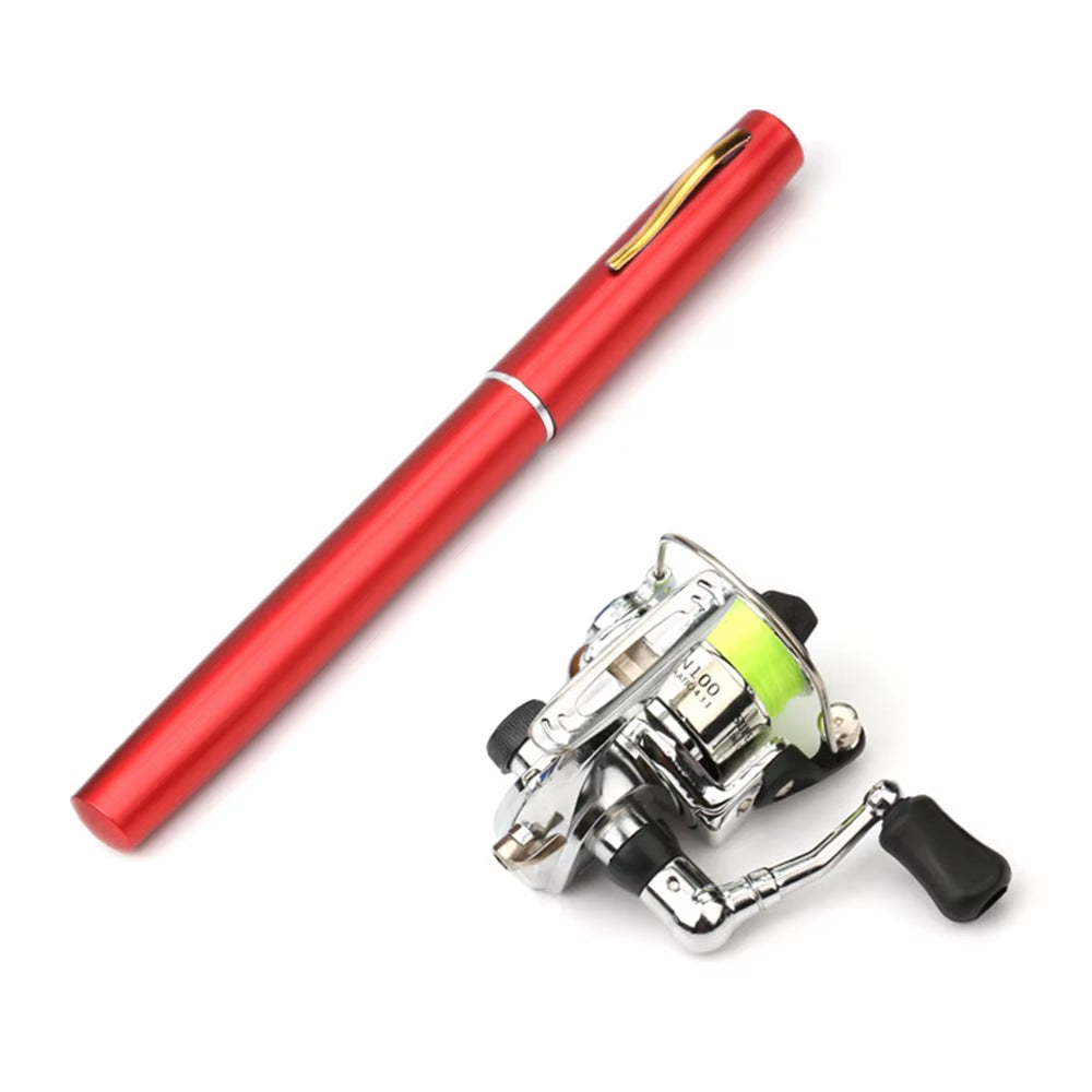 1 Set Telescopic Mini Portable Pocket Pen Casting Fishing Rod Carbon Reel Aluminum Alloy Spinning Ultralight Feeder Fish Pole